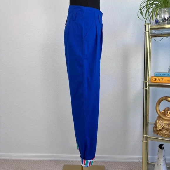 Art to Wear by Ken Done VNTG Blue High Waisted Pleated Tapered Pants Size Small - Picture 14 of 16